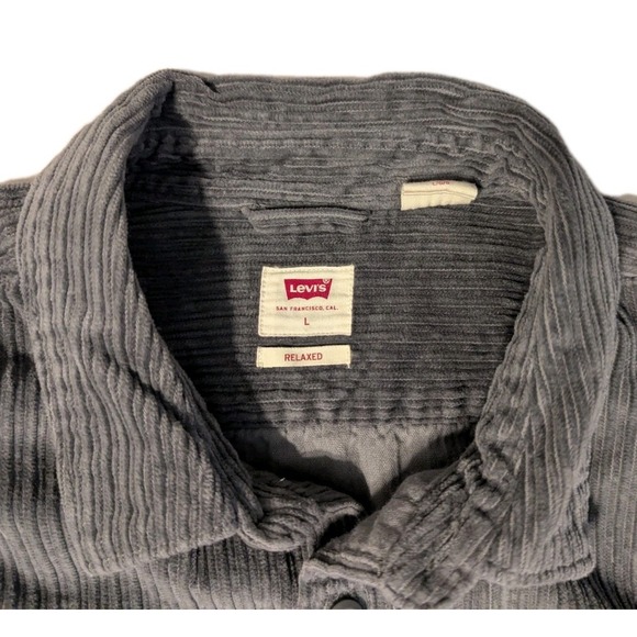 Levi's Jackson Worker Corduroy Overshirt Jacket Button Down Up Pewter Gray Sz L - Picture 9 of 16